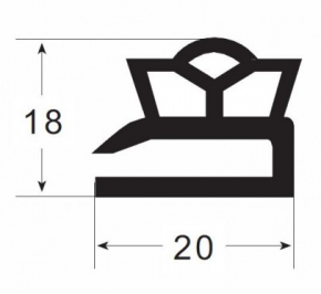 Burlete 20x18mm Perfil Pvc Negro (3m)